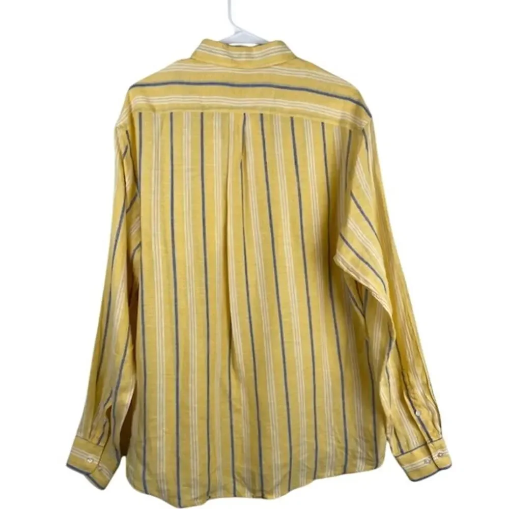 J. McLaughlin women's yellow & blue linen, lightweight shirt